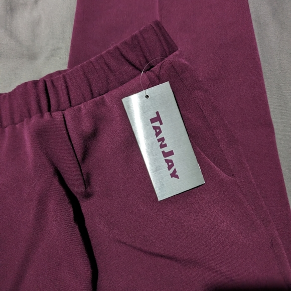 NWT TanJay Womens Burgundy slacks size 14P Elastic waist band casual pants - Picture 5 of 7
